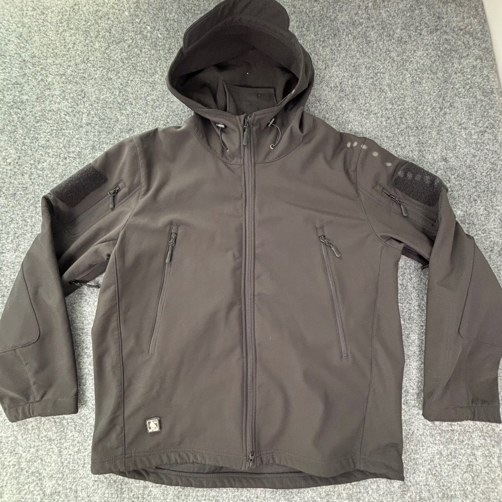 Free Soldier Mens‎ Tactical Softshell Jacket Black Hooded Military Outdoor Coat